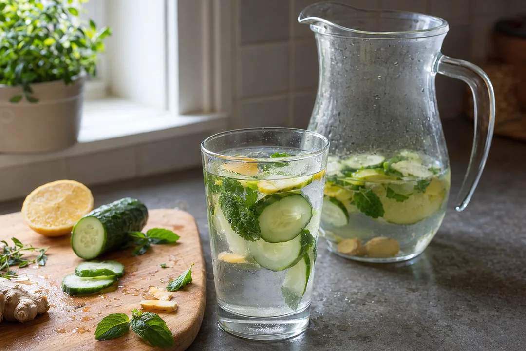 Cucumber mint lemon detox water